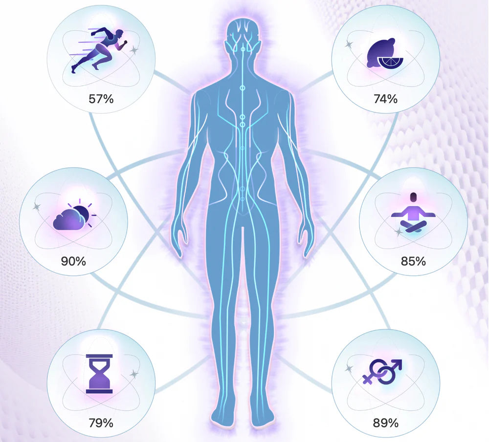 Tranzendant Vitality Program™: The 90-Day Tranzendant Vitality Blueprint™ – Bio-Well Energetic Mapping • Daily Hydrogen Therapy • Weekly 1:1 Coaching (Money-Back Guarantee)